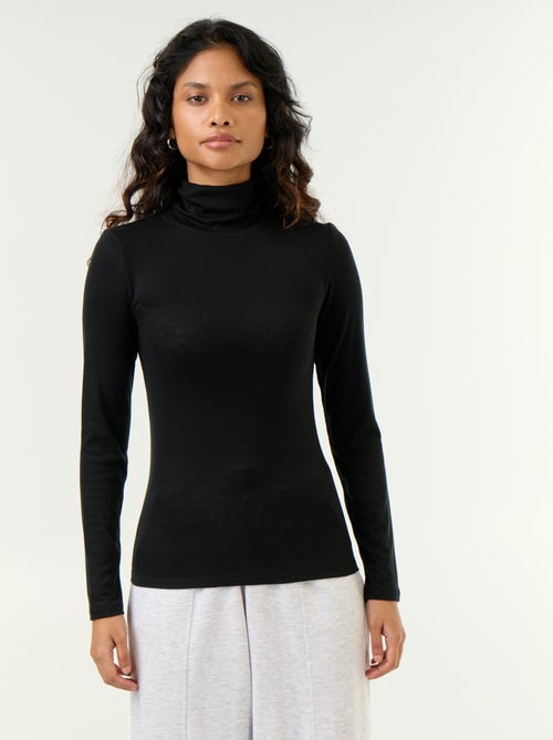 Jersey de cuello alto liso de lana mezclada - Kiabi Jersey de cuello alto liso de lana mezclada - Kiabi
