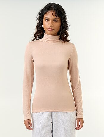 Jersey de cuello alto liso de lana mezclada