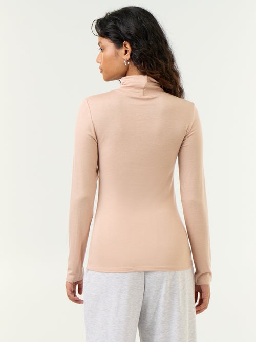 Jersey de cuello alto liso de lana mezclada - Kiabi
