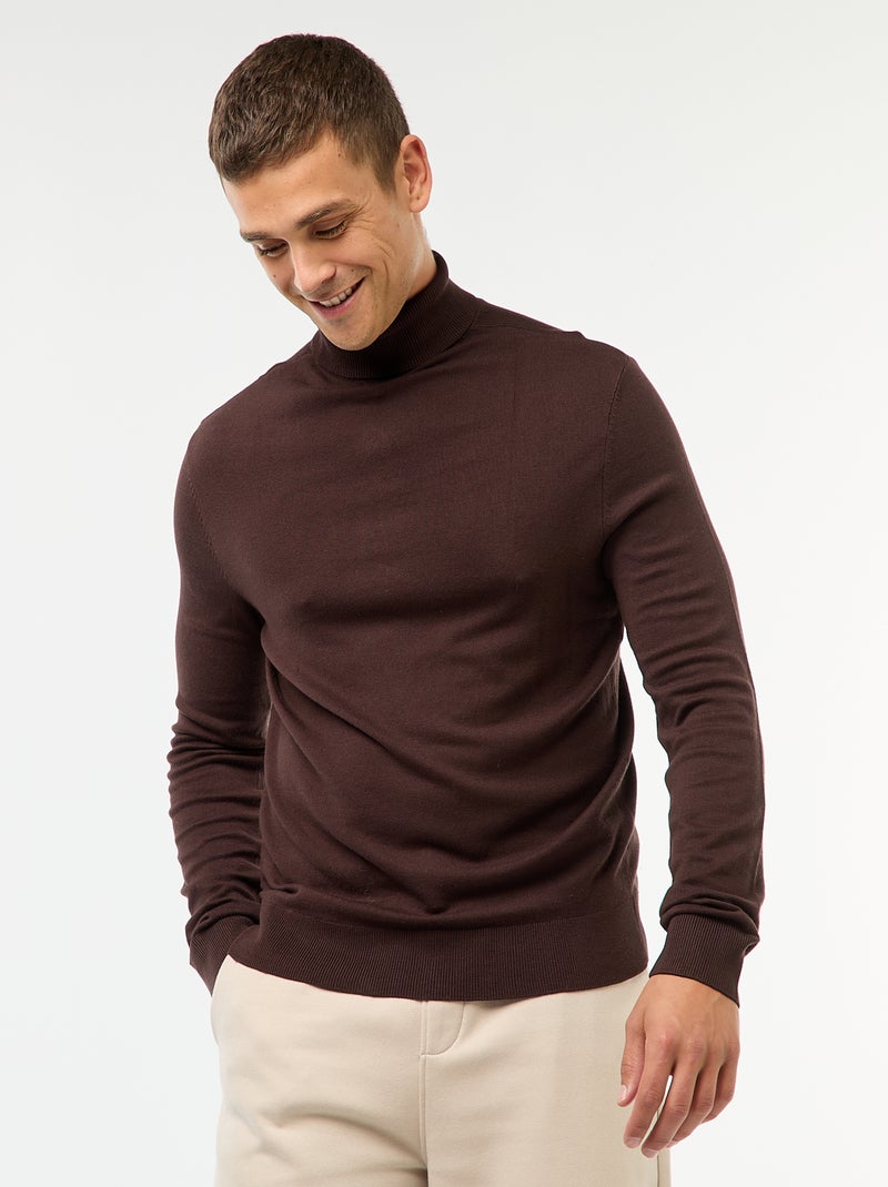 Jersey de cuello alto liso Marron - Kiabi