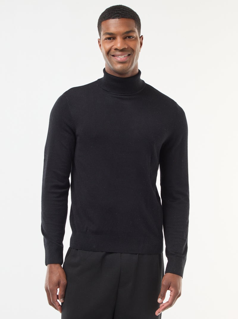 Jersey de cuello alto liso Negro - Kiabi