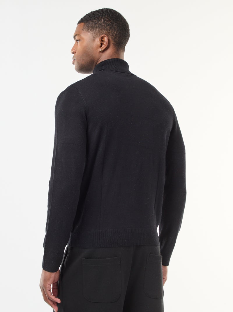 Jersey de cuello alto liso Negro - Kiabi