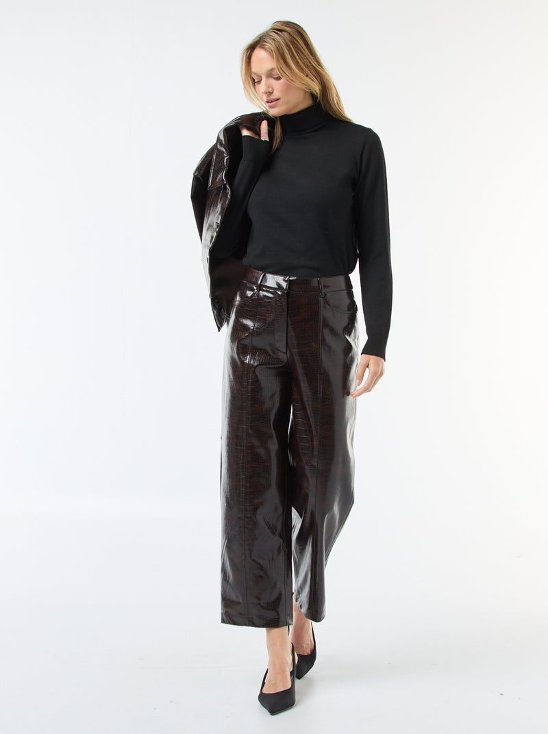 Jersey de cuello alto liso Negro - Kiabi