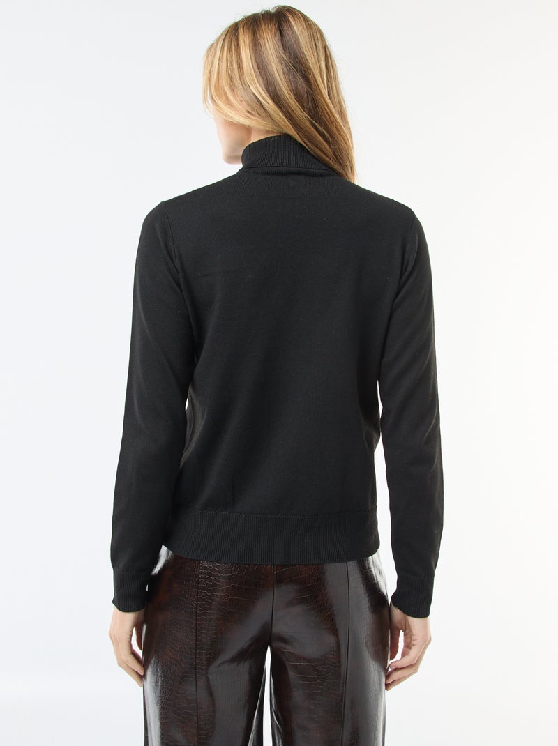 Jersey de cuello alto liso Negro - Kiabi