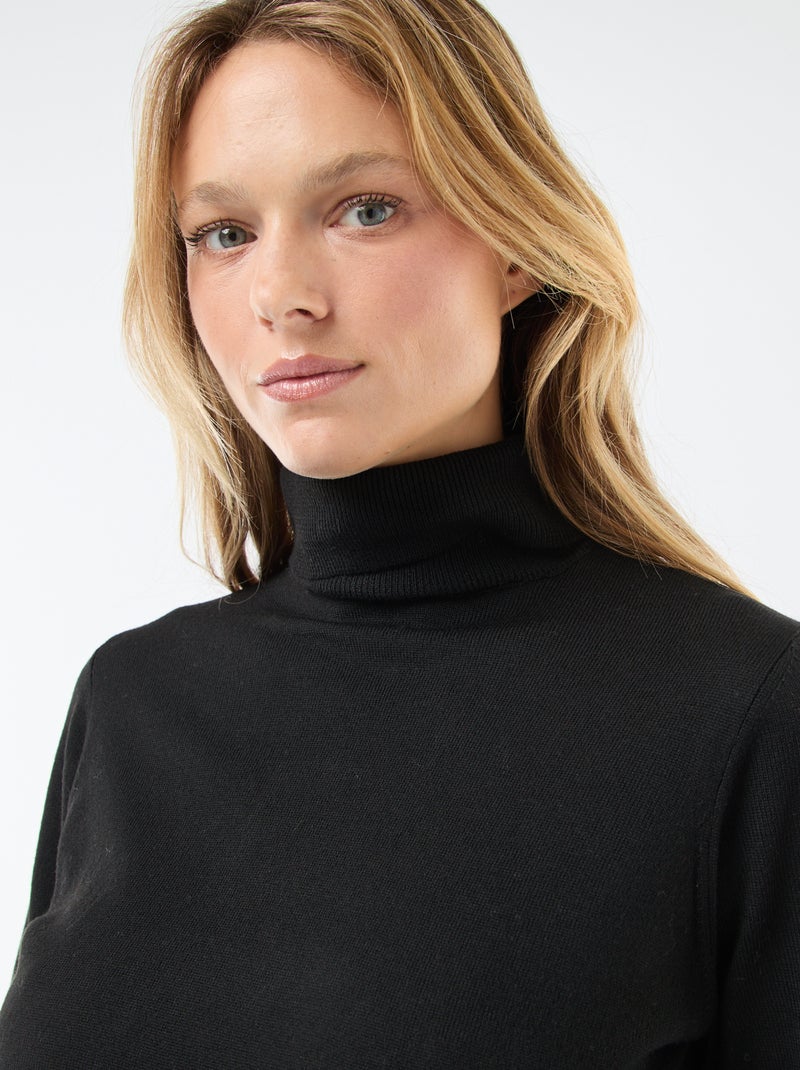 Jersey de cuello alto liso Negro - Kiabi