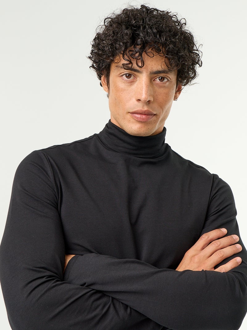 Jersey de cuello alto liso Negro - Kiabi