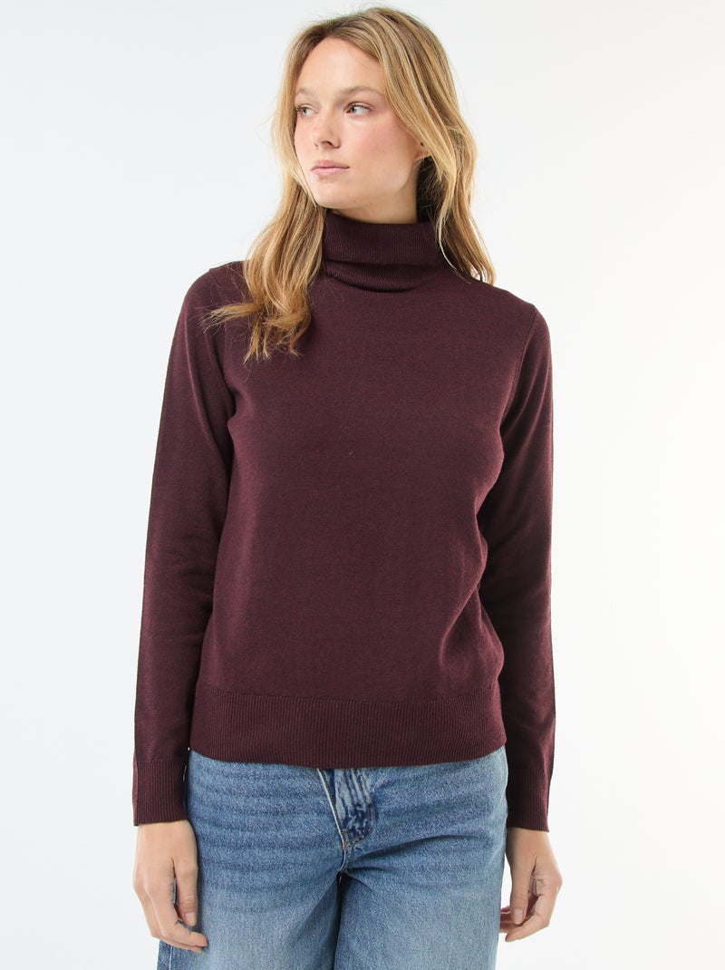 Jersey de cuello alto liso Rojo - Kiabi