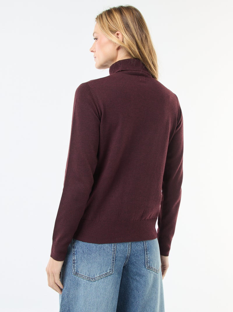 Jersey de cuello alto liso Rojo - Kiabi