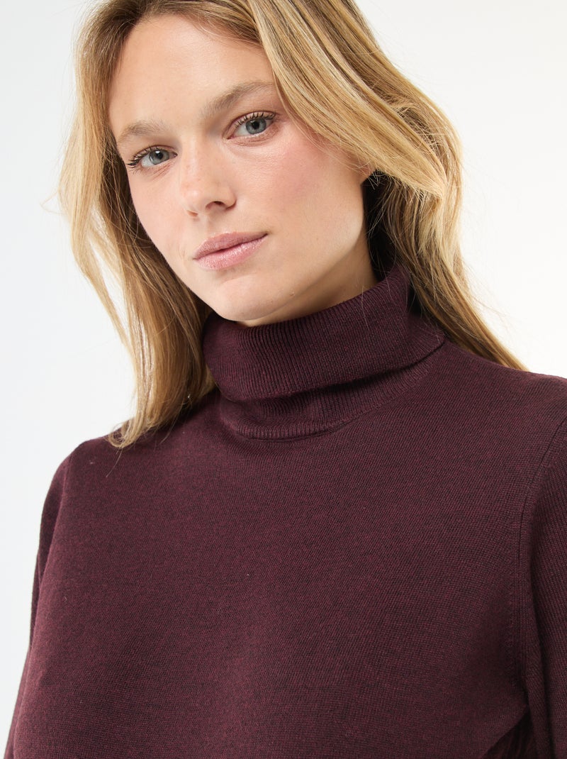 Jersey de cuello alto liso Rojo - Kiabi