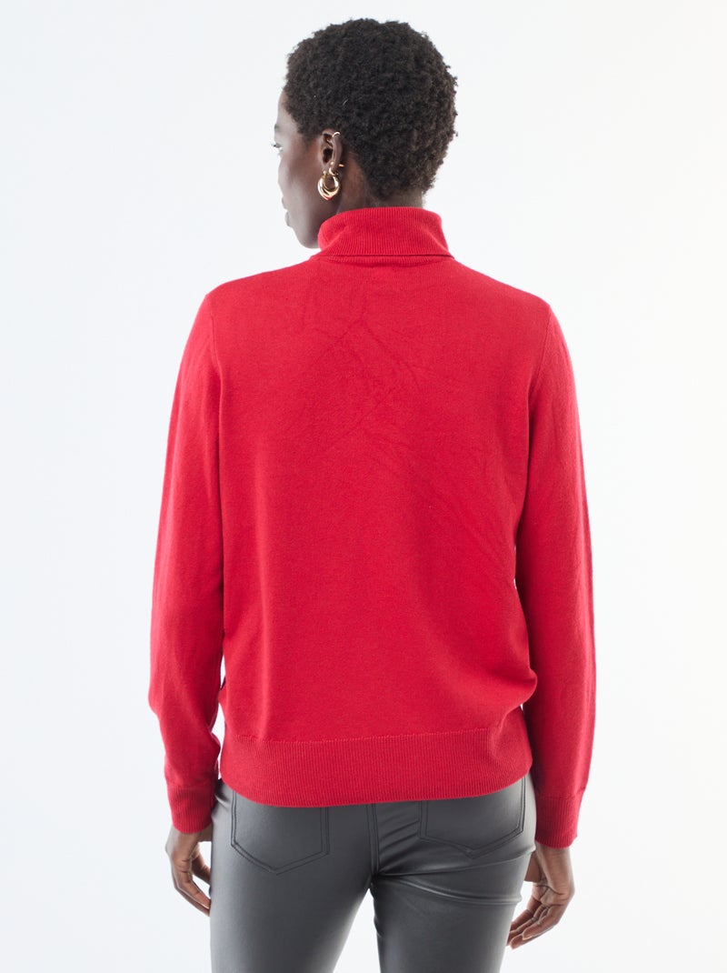 Jersey de cuello alto liso Rojo - Kiabi