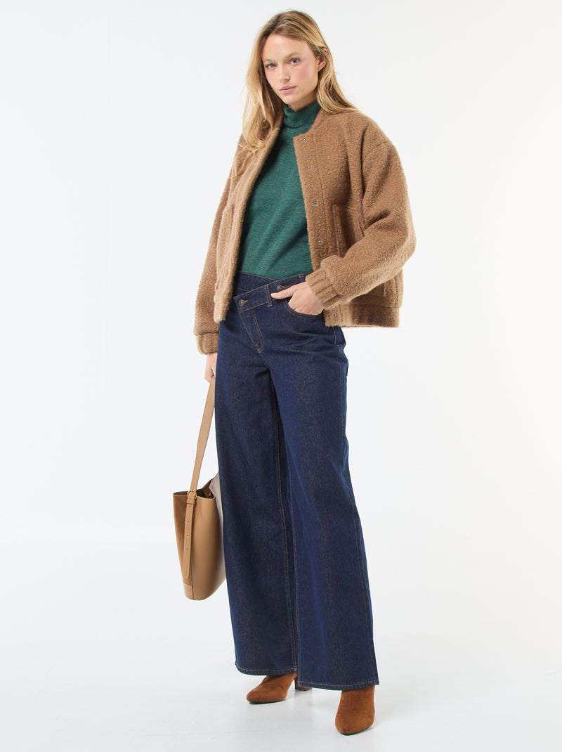 Jersey de cuello alto liso Verde - Kiabi