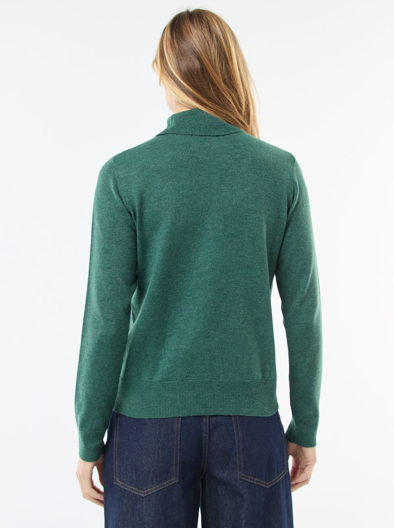 Jersey de cuello alto liso Verde - Kiabi