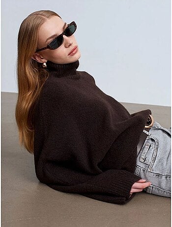 Jersey de cuello alto oversize acanalado