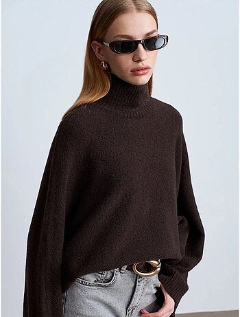 Jersey de cuello alto oversize acanalado
