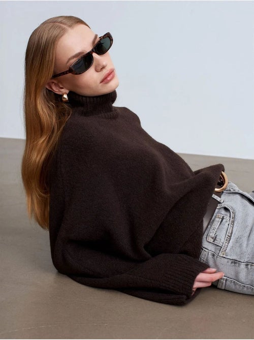 Jersey de cuello alto oversize acanalado - Kiabi Jersey de cuello alto oversize acanalado - Kiabi