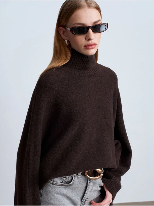 Jersey de cuello alto oversize acanalado - Kiabi Jersey de cuello alto oversize acanalado - Kiabi