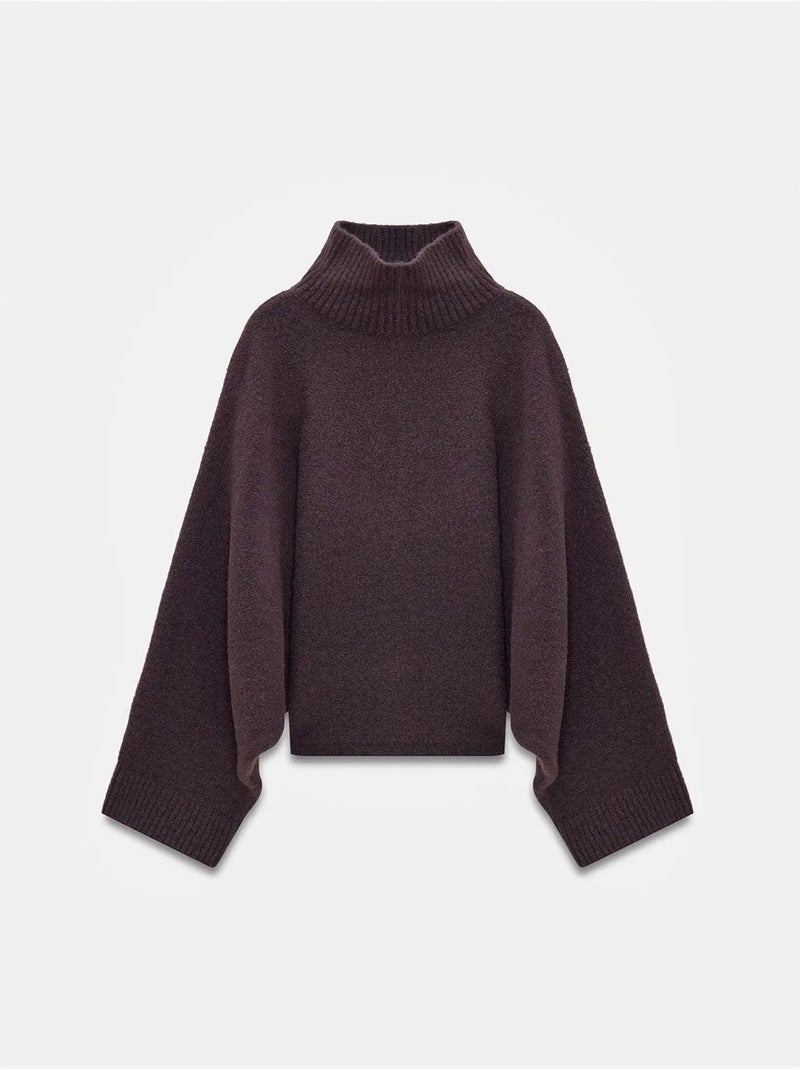 Jersey de cuello alto oversize acanalado Marrón chocolate - Kiabi