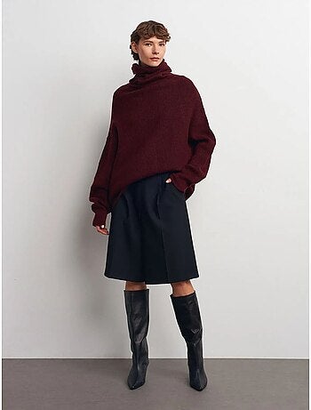 Jersey de cuello alto oversize acanalado