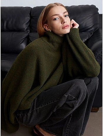 Jersey de cuello alto oversize acanalado