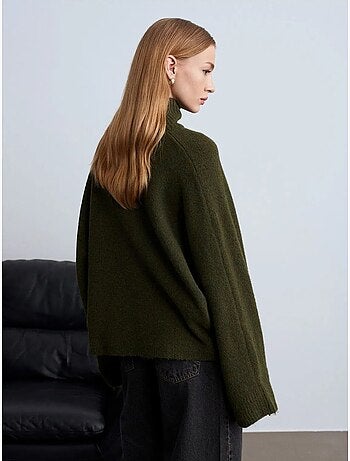 Jersey de cuello alto oversize acanalado