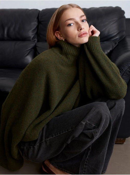 Jersey de cuello alto oversize acanalado - Kiabi Jersey de cuello alto oversize acanalado - Kiabi