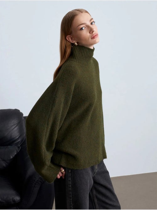 Jersey de cuello alto oversize acanalado - Kiabi Jersey de cuello alto oversize acanalado - Kiabi