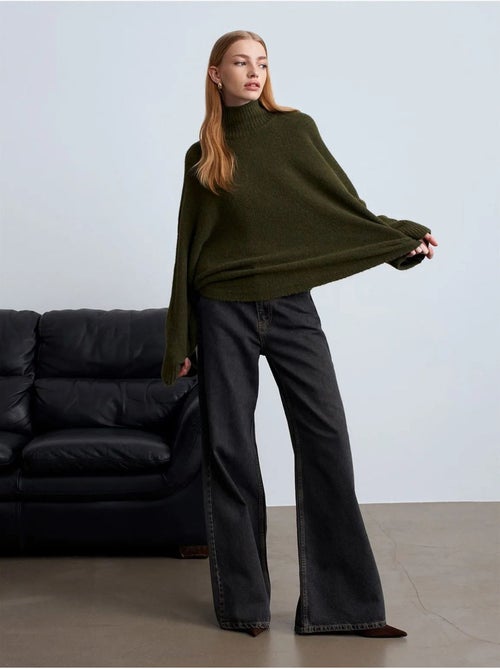 Jersey de cuello alto oversize acanalado - Kiabi Jersey de cuello alto oversize acanalado - Kiabi