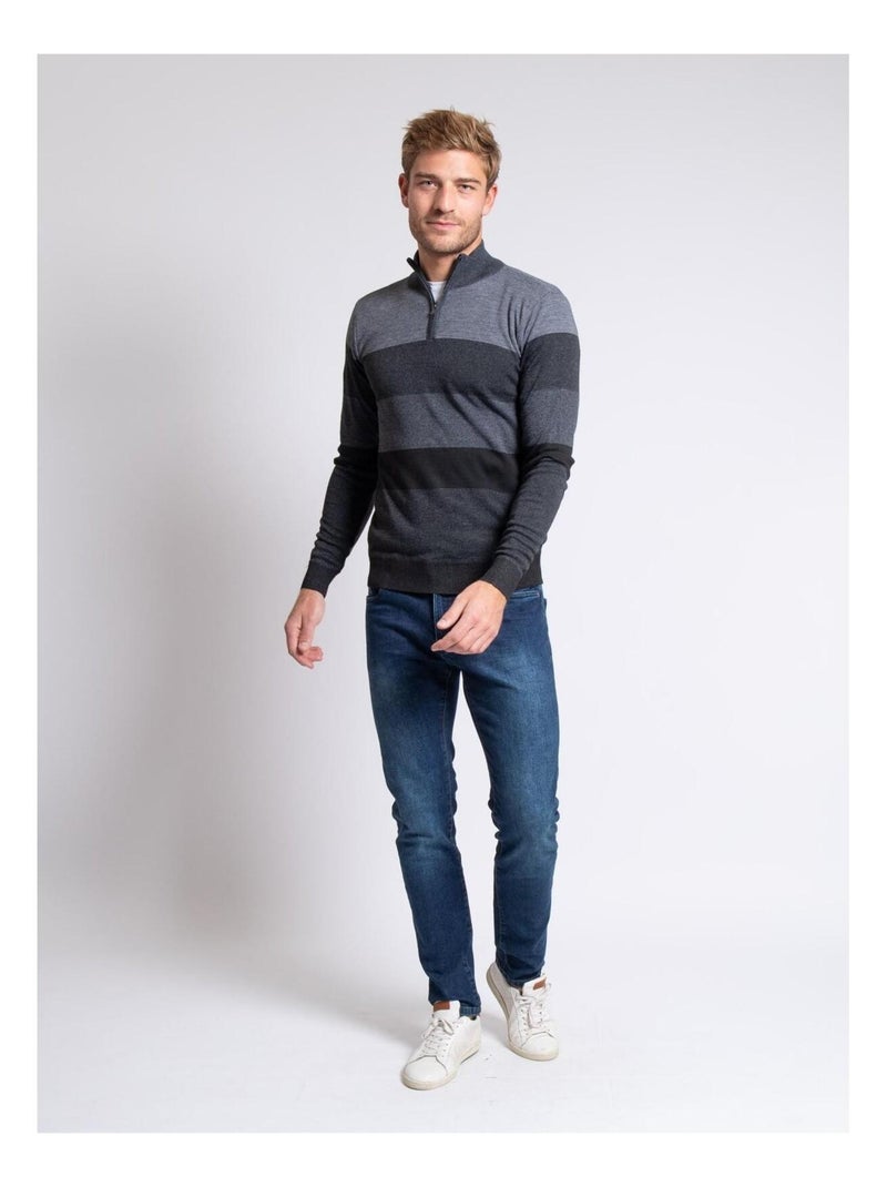 Jersey de cuello alzado con cremallera LOSIBIL Gris oscuro - Kiabi