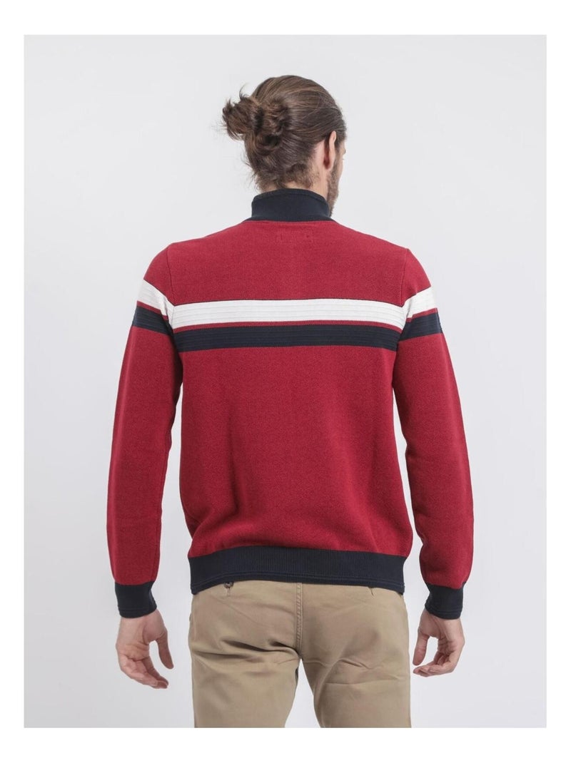 Jersey de cuello alzado con cremallera pur coton LODJEFF Rojo - Kiabi