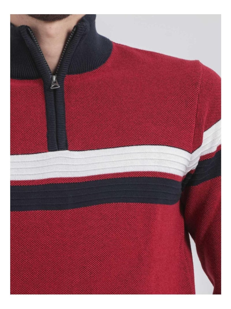 Jersey de cuello alzado con cremallera pur coton LODJEFF Rojo - Kiabi