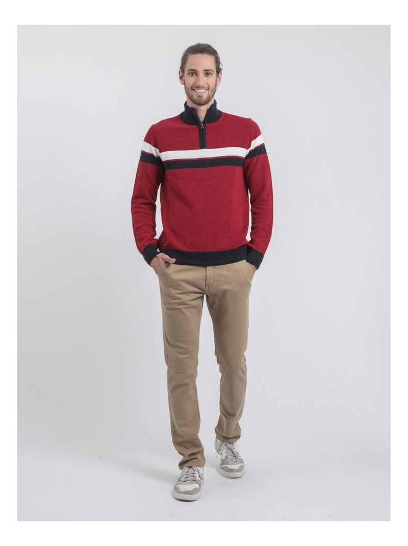 Jersey de cuello alzado con cremallera pur coton LODJEFF Rojo - Kiabi