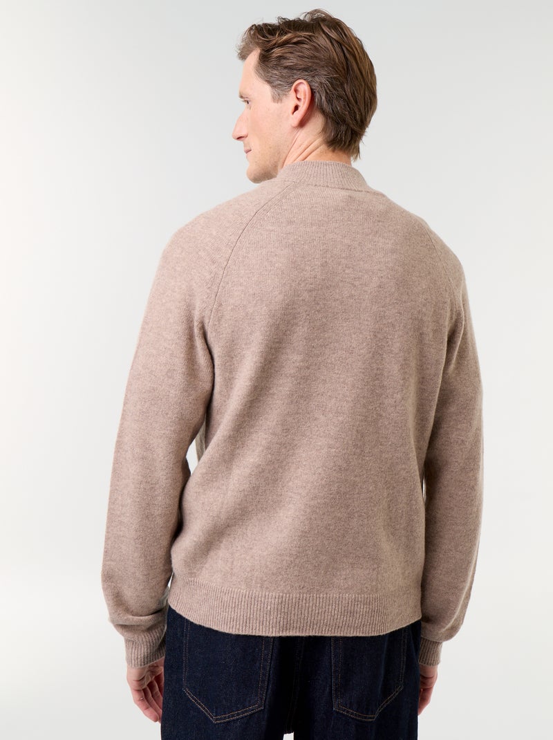 Jersey de cuello camionero 100% lana - Premium Beige - Kiabi