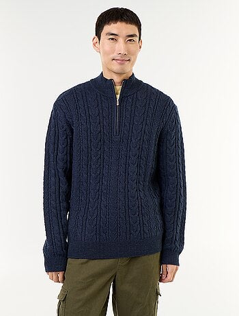Jersey de cuello camionero de punto trenzado