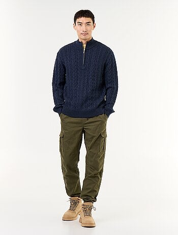 Jersey de cuello camionero de punto trenzado