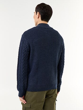 Jersey de cuello camionero de punto trenzado