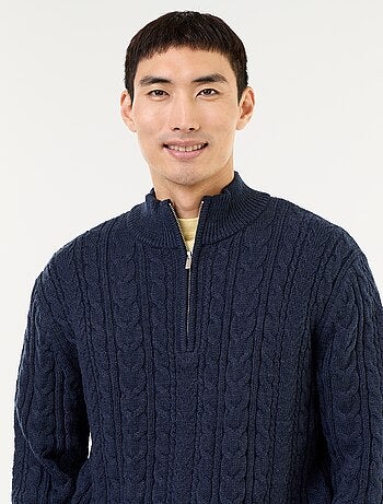 Jersey de cuello camionero de punto trenzado