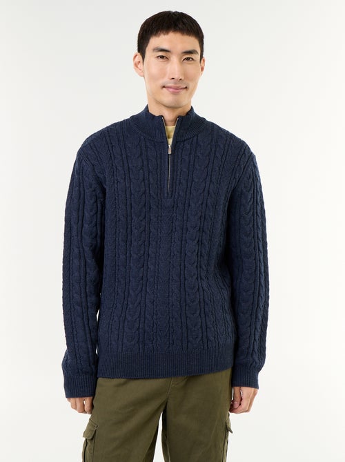 Jersey de cuello camionero de punto trenzado - Kiabi