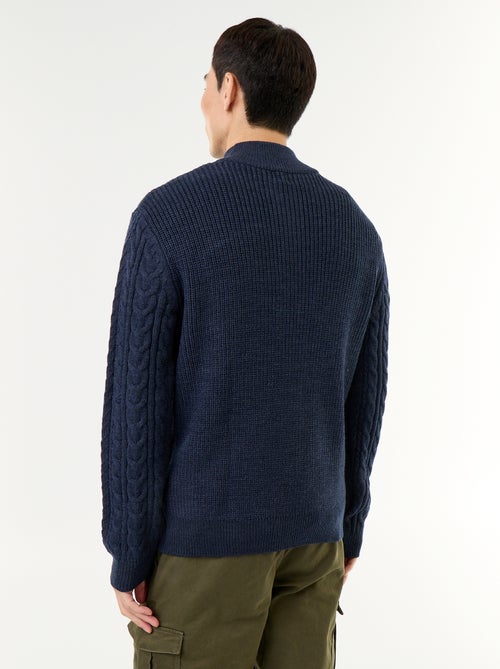Jersey de cuello camionero de punto trenzado - Kiabi