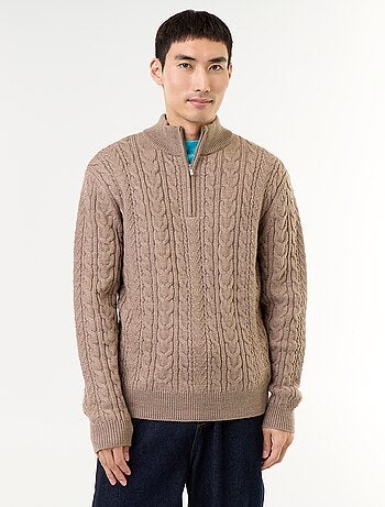 Jersey de cuello camionero de punto trenzado