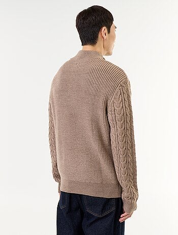 Jersey de cuello camionero de punto trenzado