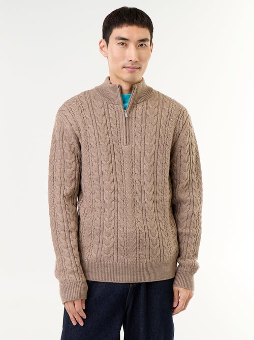 Jersey de cuello camionero de punto trenzado - Kiabi