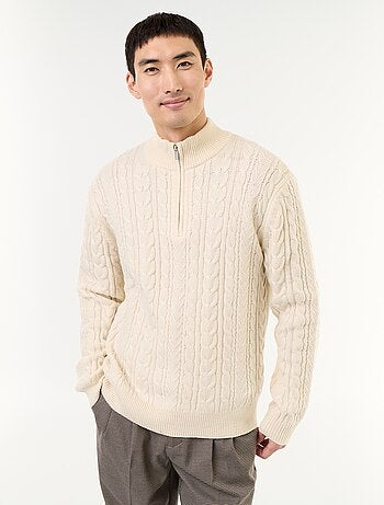 Jersey de cuello camionero de punto trenzado