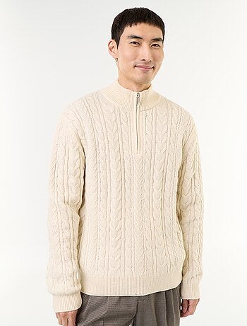 Jersey de cuello camionero de punto trenzado