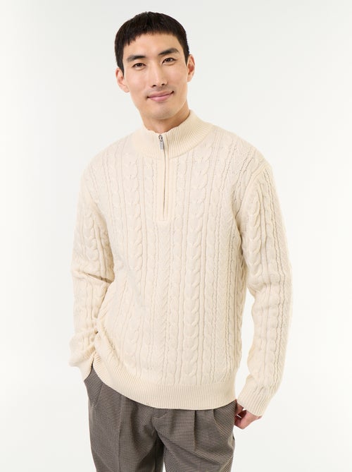 Jersey de cuello camionero de punto trenzado - Kiabi