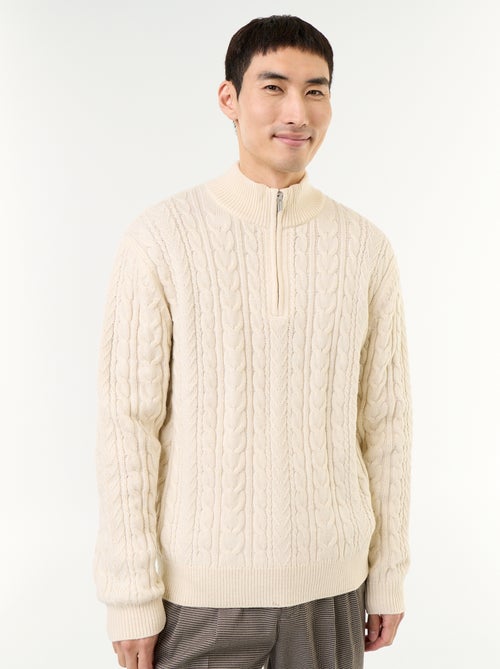 Jersey de cuello camionero de punto trenzado - Kiabi