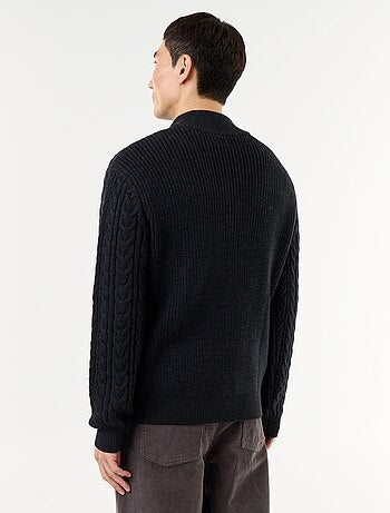 Jersey de cuello camionero de punto trenzado