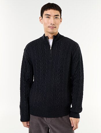 Jersey de cuello camionero de punto trenzado