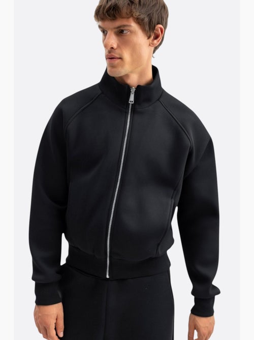 Jersey de cuello con cremallera y canalé giesto - Kiabi