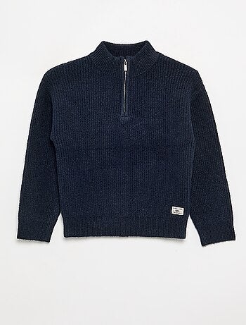 Jersey de cuello de camionero de punto grueso