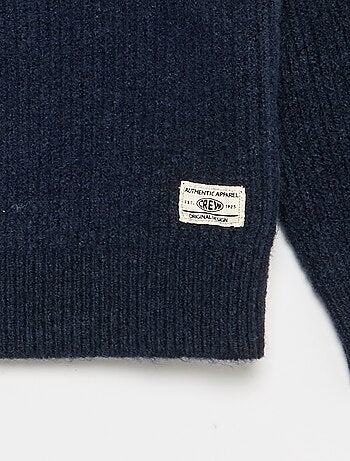 Jersey de cuello de camionero de punto grueso